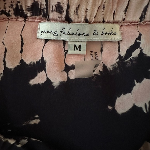 YOUNG FABULOUS & BROKE YFB Felicity Tie Dye Crinkled Midi Skirt Pink Navy M - Picture 8 of 8